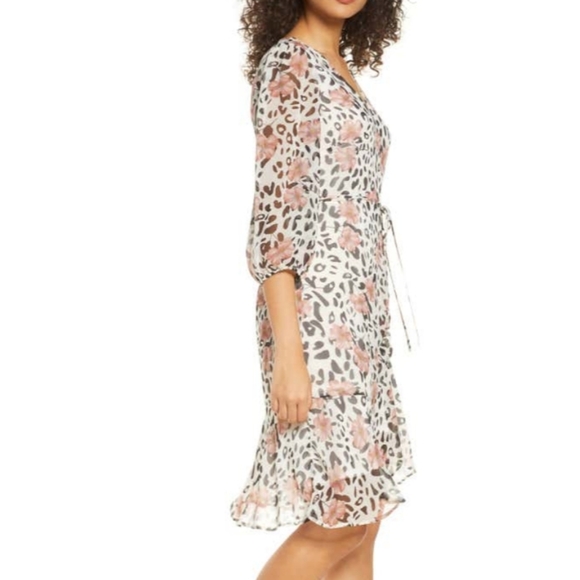 Sam Edelman NWT Floral & Leopard Faux Wrap Dress - Picture 3 of 14